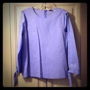 J. Crew Blue Exposed Shoulder Blouse, Size M